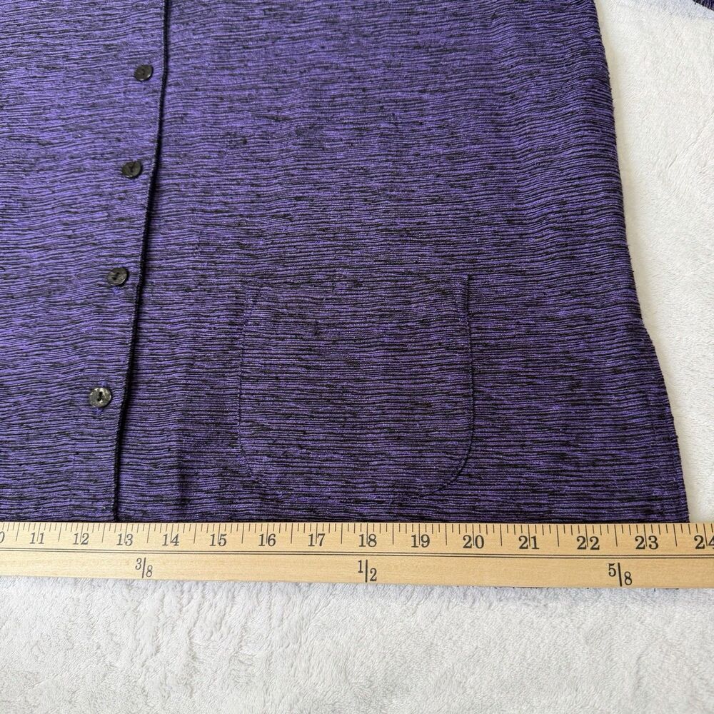 Chicos Design 100% Silk Top Size 2 - Large Purple Textured Button Down Blouse - Picture 16 of 16